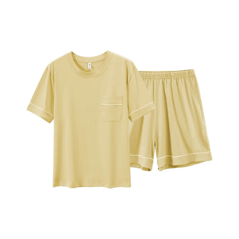Cotton Gene Pajama Set Women's Light Apricot Yellow-0