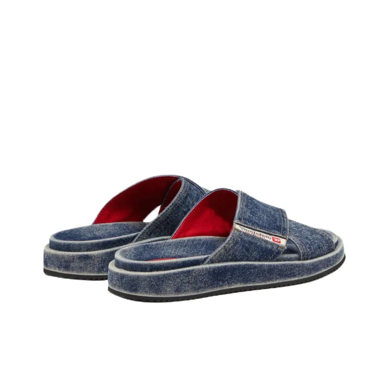DIESEL Slide Slippers Women's Denim Blue-3