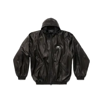 Balenciaga Leather Jacket Loose Fit Style Unisex Black