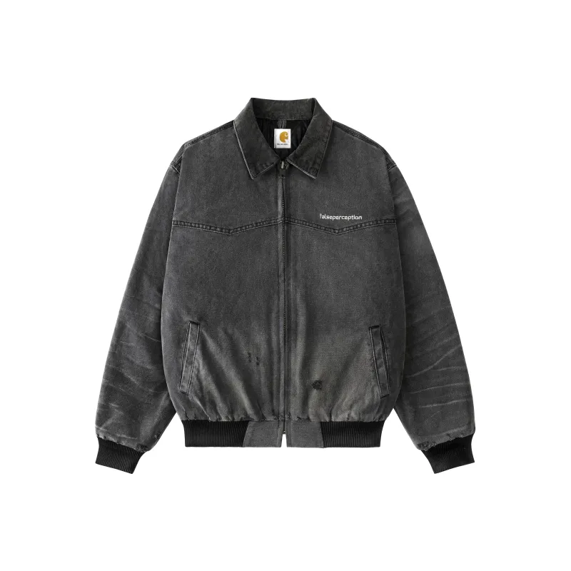 False Perception Jacket Unisex Washed Black-0