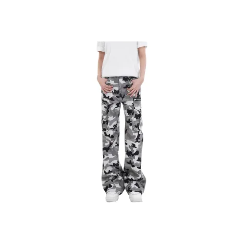 BLANC & ECLARE Western Style Loose Fit Jeans With Large Pocket Men's Camouflage