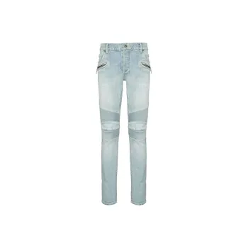 BALMAIN Slim cut Faded Biker Jeans