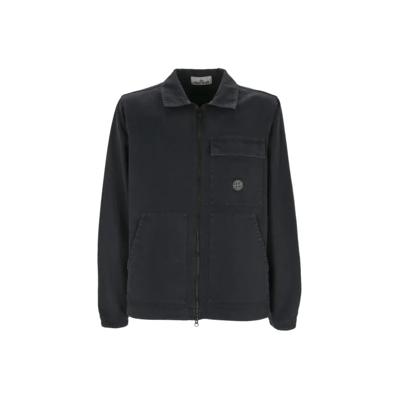 STONE ISLAND Logo Patch Zipped Overshirt-0