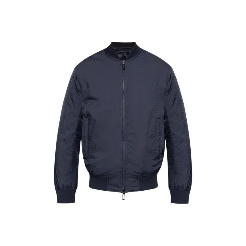 EMPORIO ARMANI Reversible Down Jacket With A Bomber Jacket Collar In Jacquard Nylon With All over Lettering-0