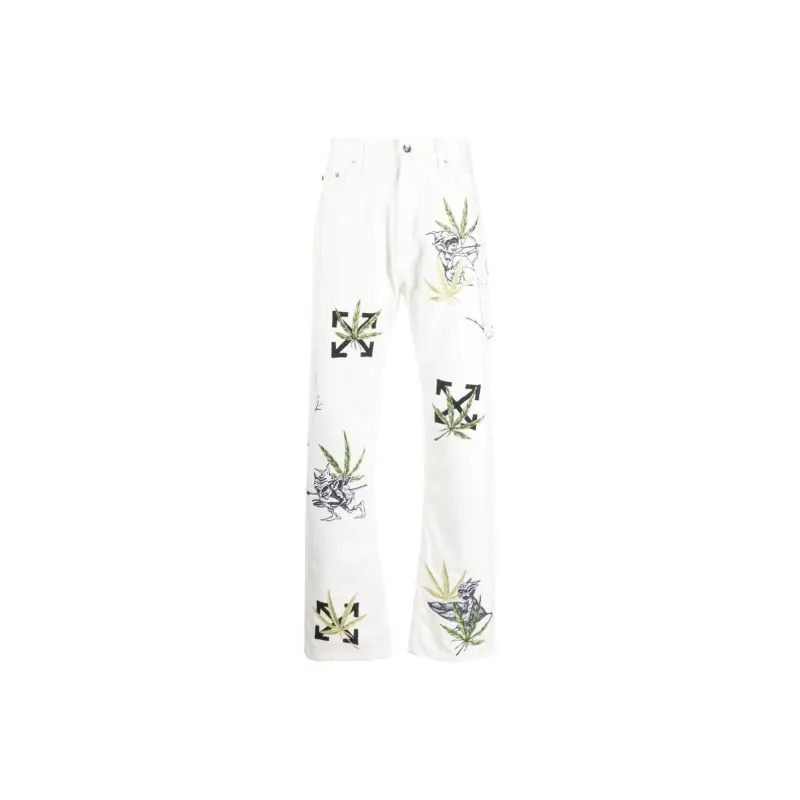 OFF WHITE Weed Skate Fit Jeans-0