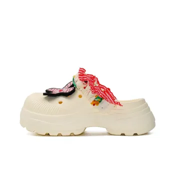 OUBT Sweet Style Princess Style, Lace Trim, Band Aid Clogs Women's Ecru