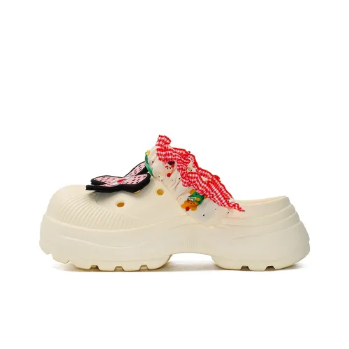 OUBT Sweet Style Princess Style, Lace Trim, Band Aid Clogs Women's Ecru