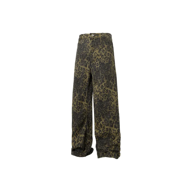 ELCORO Jeans Men's Leopard Print-0