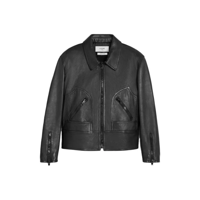 CELINE Leather Jackets Men Black-0