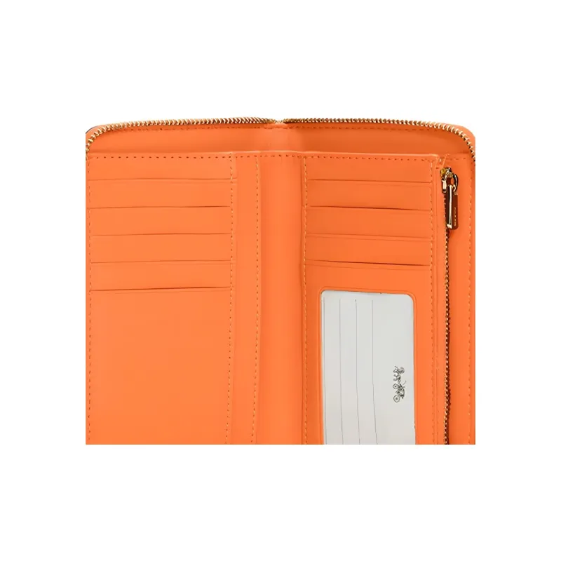 COACH Id Zip Wallet Leather Wallet Medium Size Women's Candy Orange-3