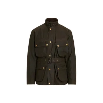 Polo Ralph Lauren SS24 Oilcloth Biker Jacket Jackets Coats Men's Army Green