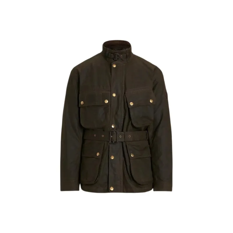 Polo Ralph Lauren SS24 Oilcloth Biker Jacket Jackets Coats Men's Army Green-0