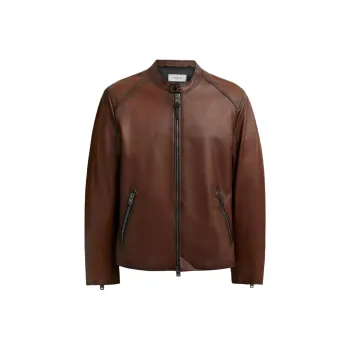 COACH Leather Jacket Men's Brown
