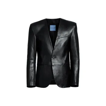 H&M Defined Waist Leather Blazer Mens