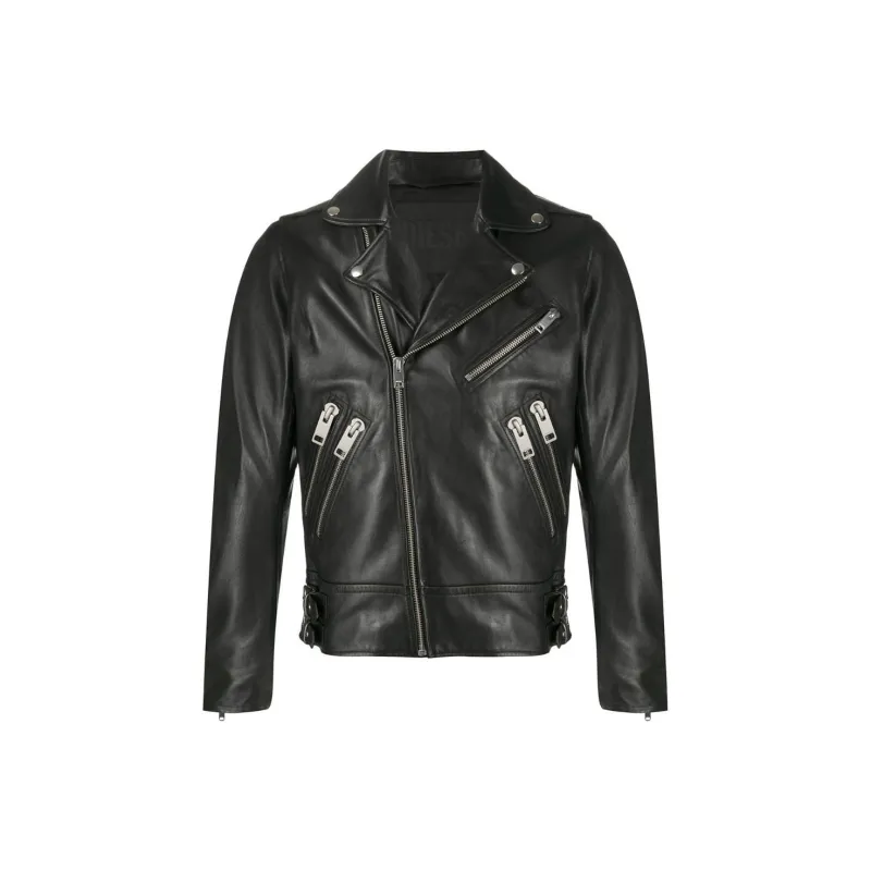 DIESEL Leather Jackets Men Black-0