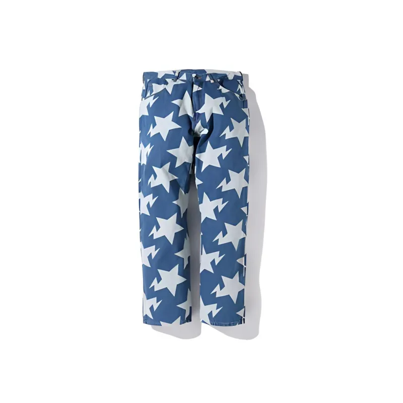 A BATHING APE Sta Pattern Loose Fit Denim Pants-2