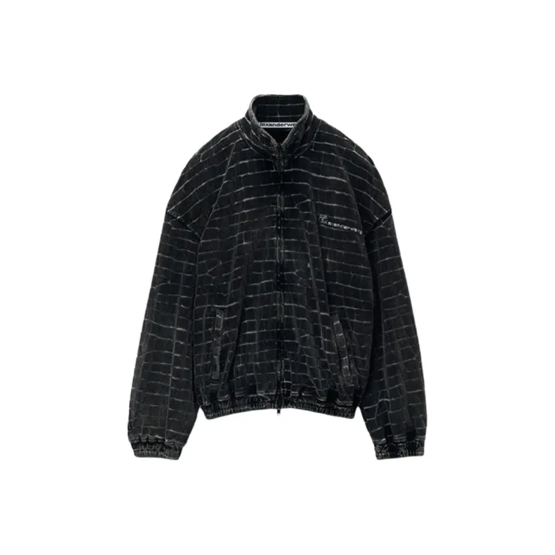 Alexander Wang Crocodile-effect Velvet Bomber Jacket-0