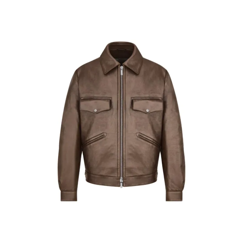 DIOR SS24 Leather Jacket Men's Brown-0