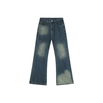 Voguo Relay Jeans Mid Rise Bootcut Pants For Kids Unisex Distressed Vintage Blue