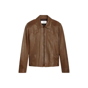 CELINE FW23 Leather Jacket Men's Brown