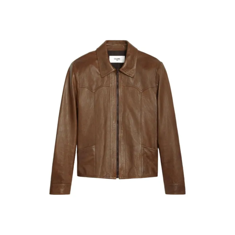 CELINE FW23 Leather Jacket Men's Brown-0
