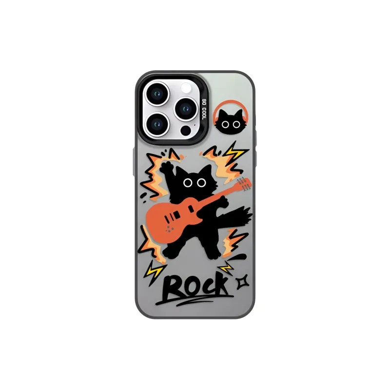 Sopi Acrylic Material Rock Black Cat Phone Cases Compatibility With IPhone 16/15 Pro Max/Apple 13/14/Pro/Max Collection-2