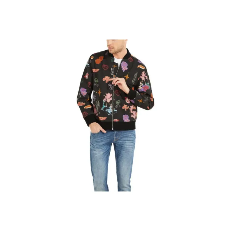 GUESS Graphic Flight Jacket Jackets Coats Men's Black-0