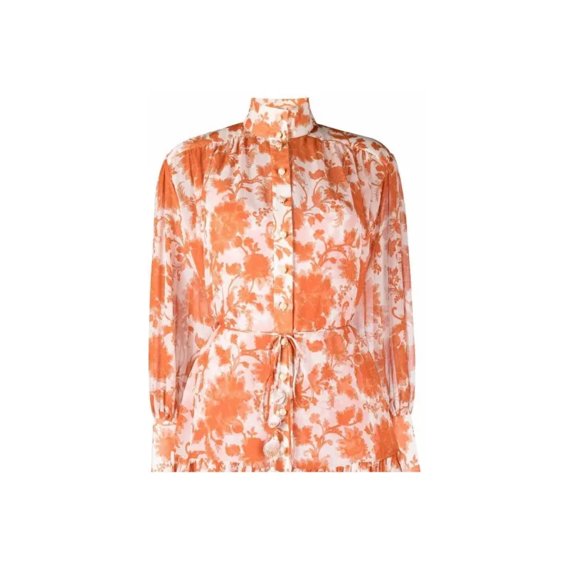 Zimmermann SS22 Long Sleeved Dress Women's Orange-4