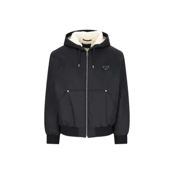 PRADA Re Nylon Triangle Logo Zipped Hooded Jacket