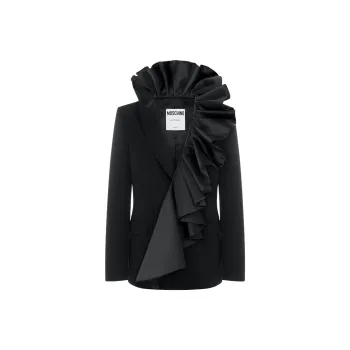 MOSCHINO Wool Jacket With Maxi Ruches Jackets Coats Men's Black