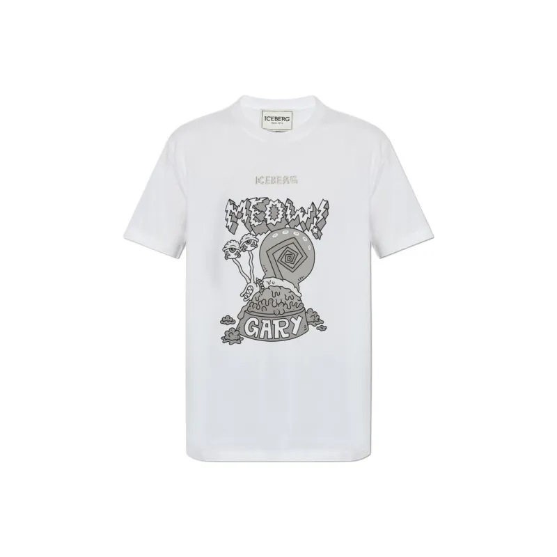 Iceberg Pattern Printed Crewneck T Shirt-0