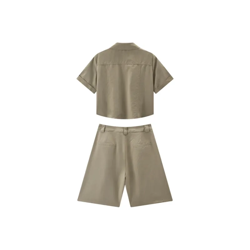 KUHNMARVIN Shirt Matching Set Women's Khaki-1
