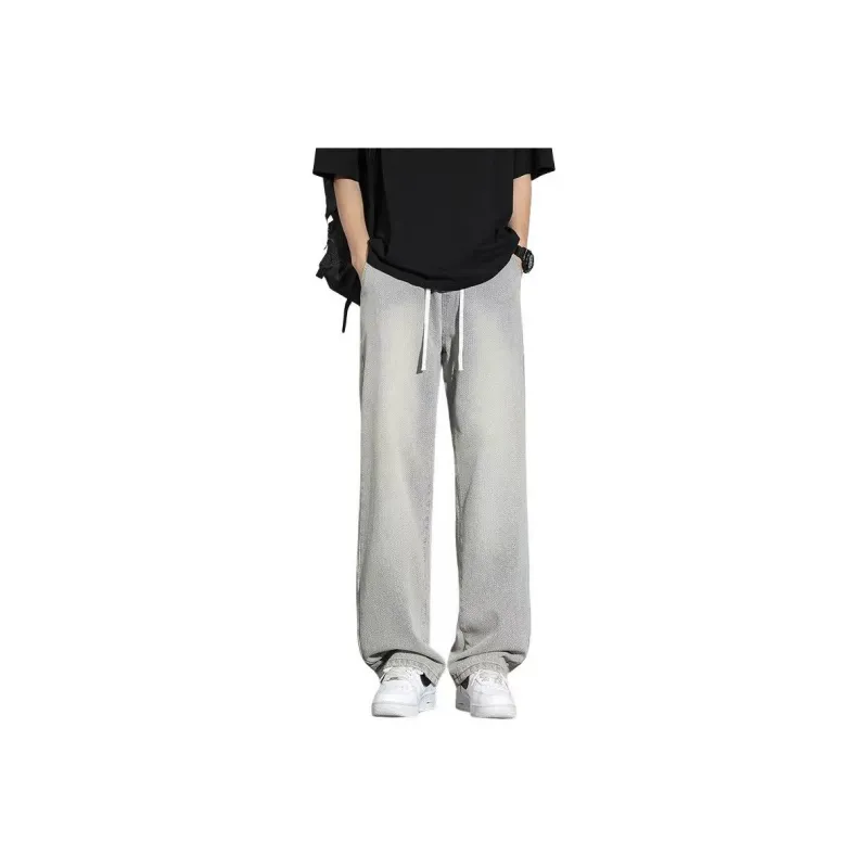 NOME Height Increasing Slimming Draped Lace Up Straight Fit Wide Leg Pants Unisex-0