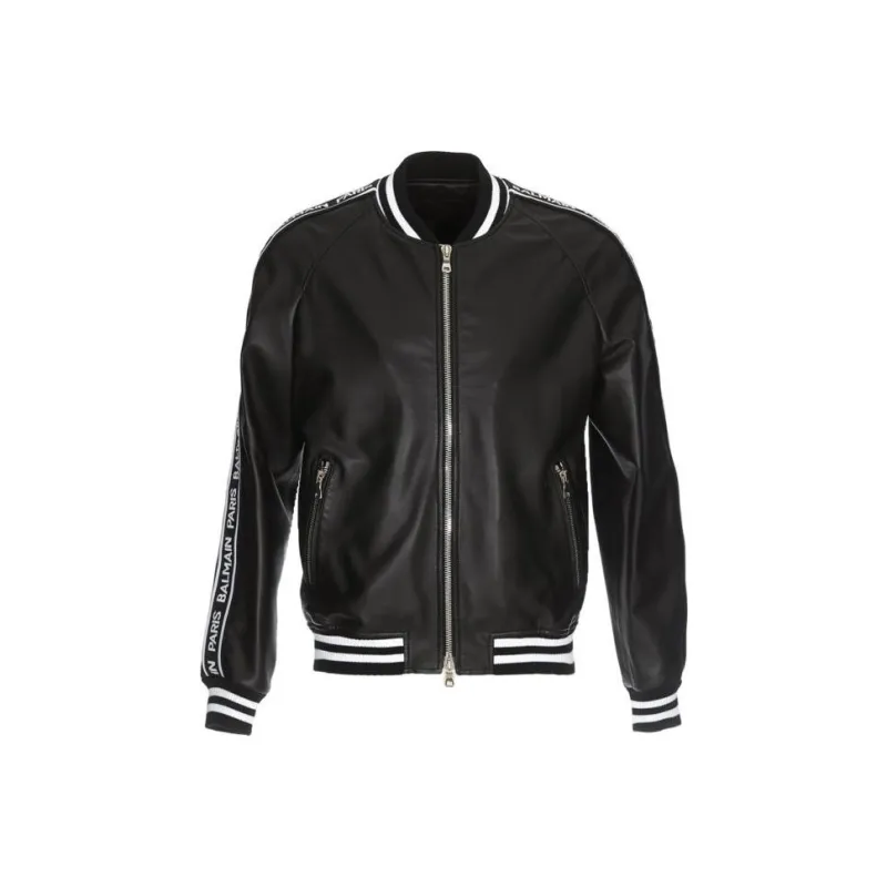 BALMAIN Leather Jacket Men's Black-0