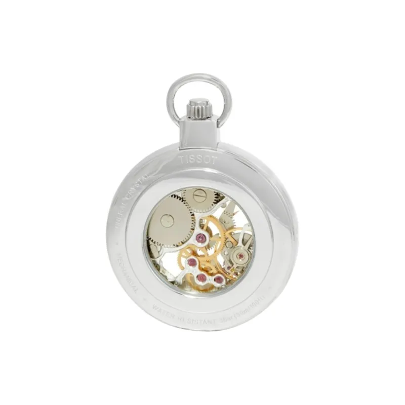 TISSOT Mechanical Movement Manual Mechanical Movement Stainless Steel Case Pocket Watch Unisex Silver Dial-3