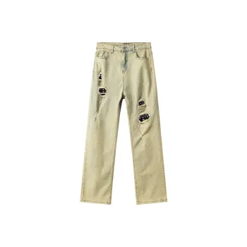 XINYINSU Jeans Unisex Yellow Mud