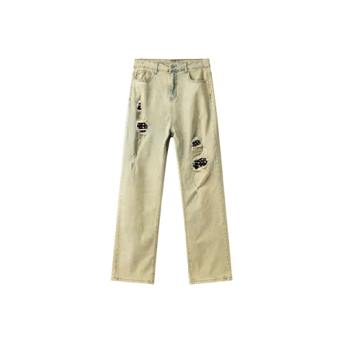 XINYINSU Jeans Unisex Yellow Mud