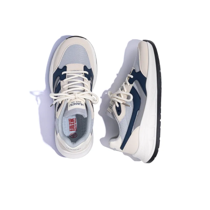 HUANQIU Abrasion Resistant, Breathable, Lightweight Low Top Casual Running Shoes Men's Gray Blue-5