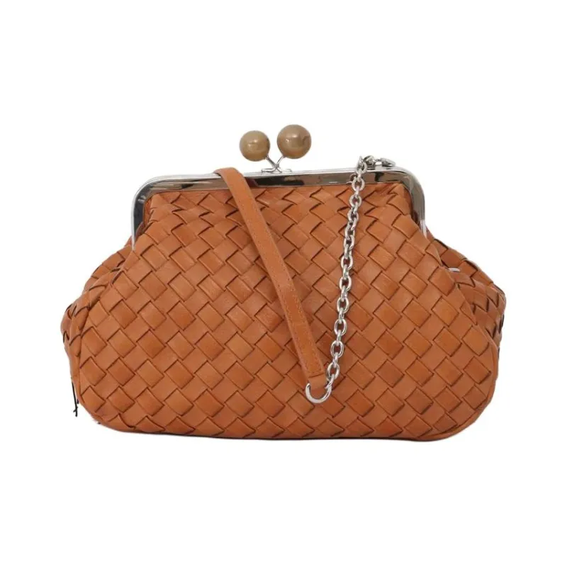 WEEKEND MaxMara Cow Leather One Shoulder Crossbody Clutch Women's Saffron Brown-3