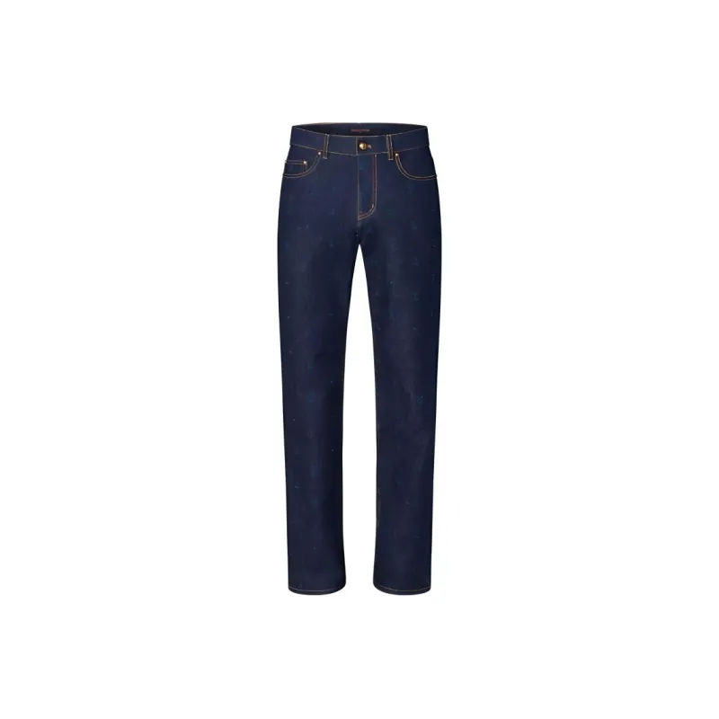 Lv Lv Blason Embroidered Denim Pants-0