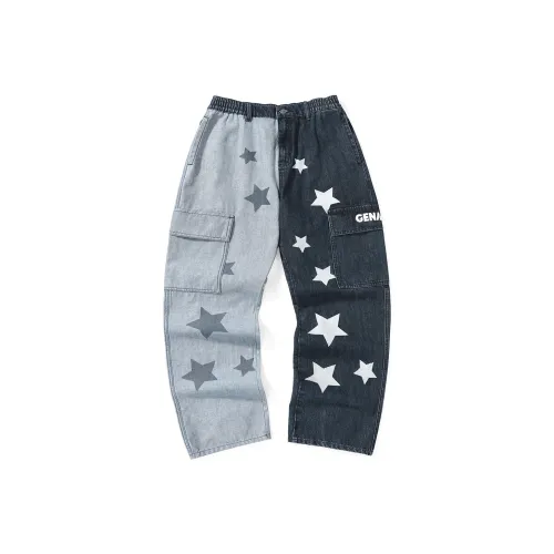 GENANX Straight Jeans Unisex Gray Blue