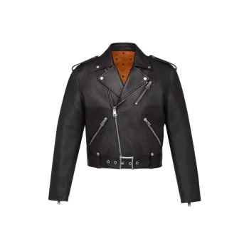 MCM Cropped Rider Jacket In Lamb Leather Jackets Coats Men's Black