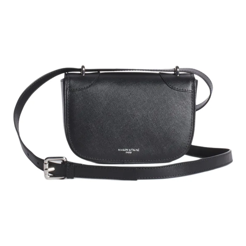 Maison Kitsune Cow Leather Shoulder Bag Mini Women's Black-0