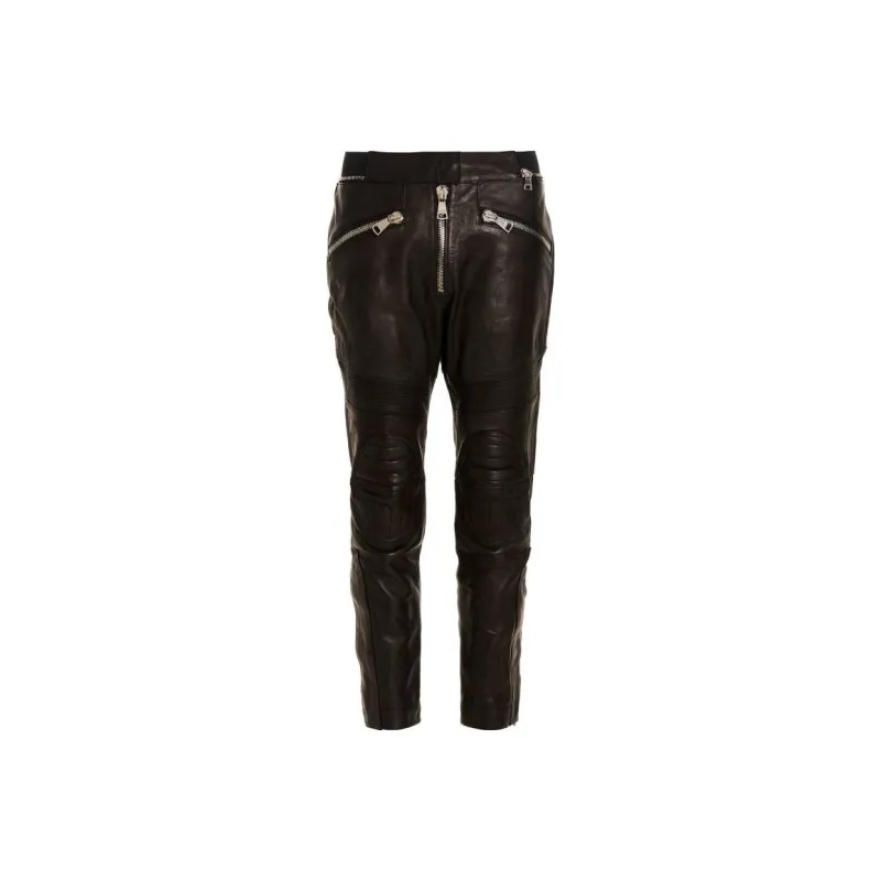 BALMAIN Leather Biker Trousers-0