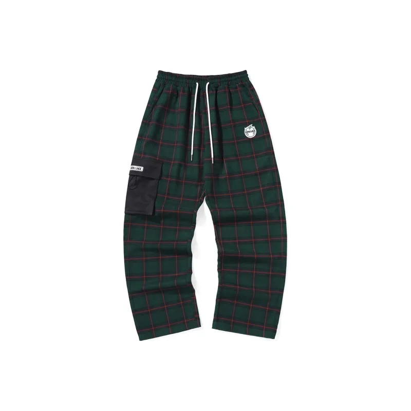 GENANX Cargo Pants Unisex Green Plaid-0