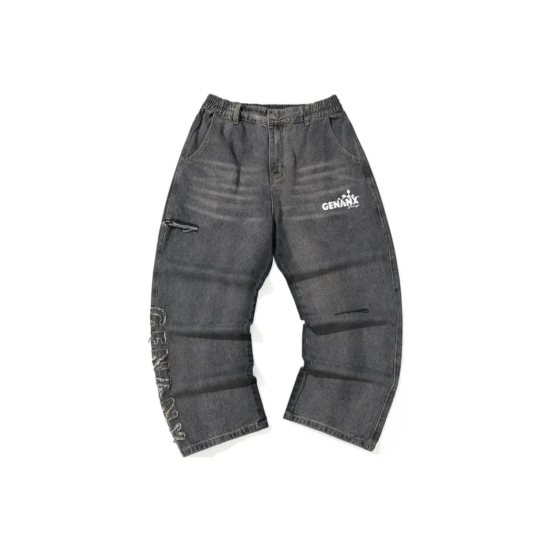 GENANX Jeans Unisex Black Gray Color-0