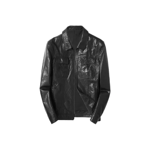 SINBOS FW23 Leather Jacket Men's Black