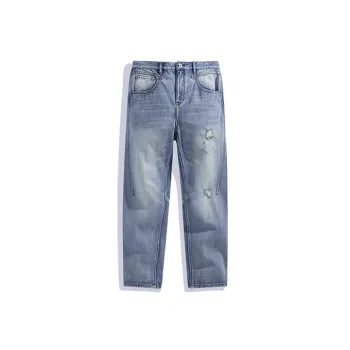 PEACEBIRD MEN Jeans Men Denim Blue Batch 1 Loose Fit, Straight Fit