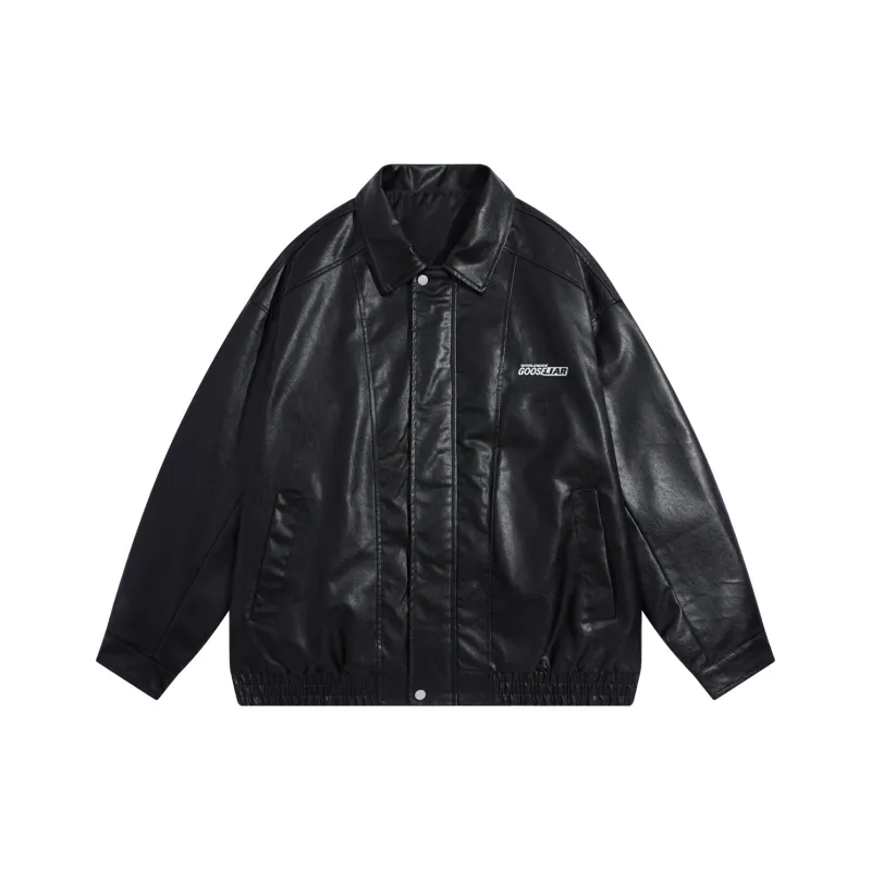 GOOSELIAR Leather Jacket Coat Motorcycle Jacket Unisex-0