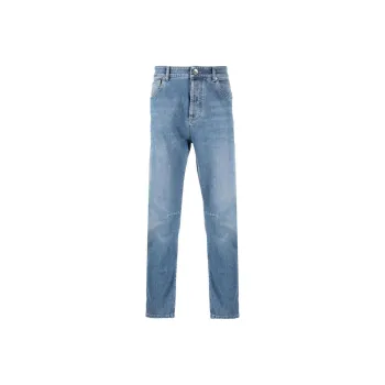 Brunello Cucinelli Logo Patch Slim Fit Jeans
